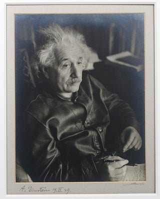 Item #1 Original Silver Print Signed Photograph of Einstein by Lotte Jacobi. ALBERT EINSTEIN,...