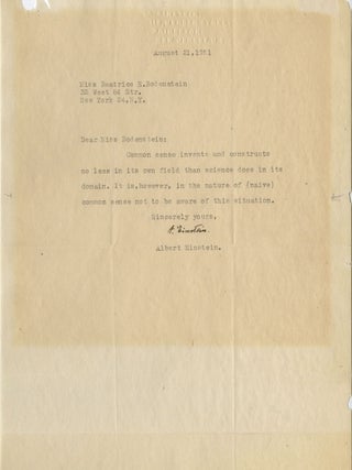 Item #113 Typed Letter Signed. ALBERT EINSTEIN