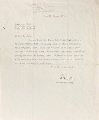Item #156 Typed Letter Signed [TLS] on Becoming an Authority. ALBERT EINSTEIN