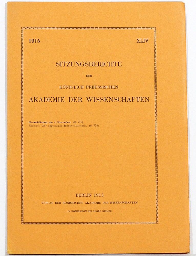 Item #31 Zur allgemeinen Relativitätstheorie (I&II). [On the General Theory of Relativity]. ALBERT EINSTEIN.