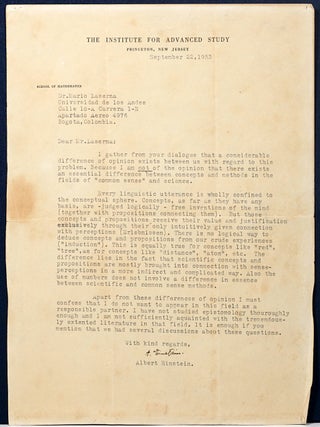 Item #54 Typed Letters Signed on the Nature of Reality. ALBERT EINSTEIN