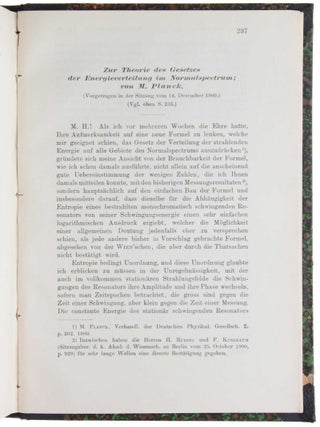 Zur Theorie des Gesetzes der Energieverteilung im Normalspectrum