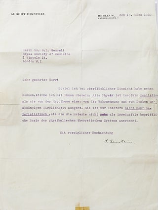 Item #76 Typed Letter Signed. ALBERT EINSTEIN