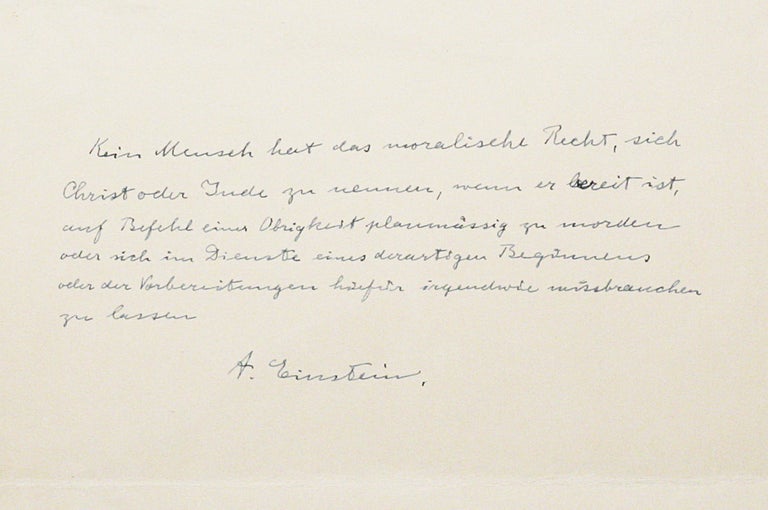 Autograph Manuscript Signed. ALBERT EINSTEIN.
