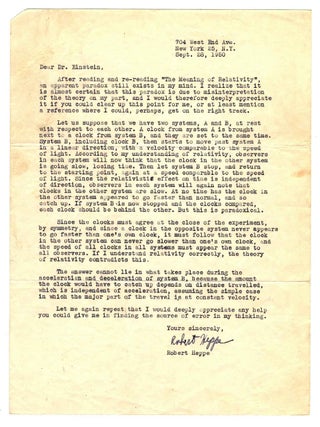 Typed Letter with Autograph Corrections on Special Relativity
