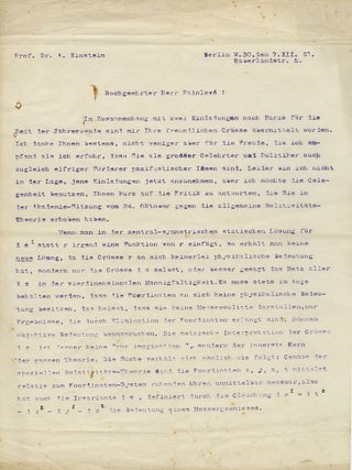Item #91 Typed Letter Signed. ALBERT EINSTEIN